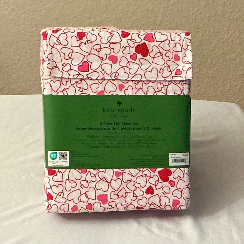 Kate Spade Red Heart Pattern Full Sheet Set